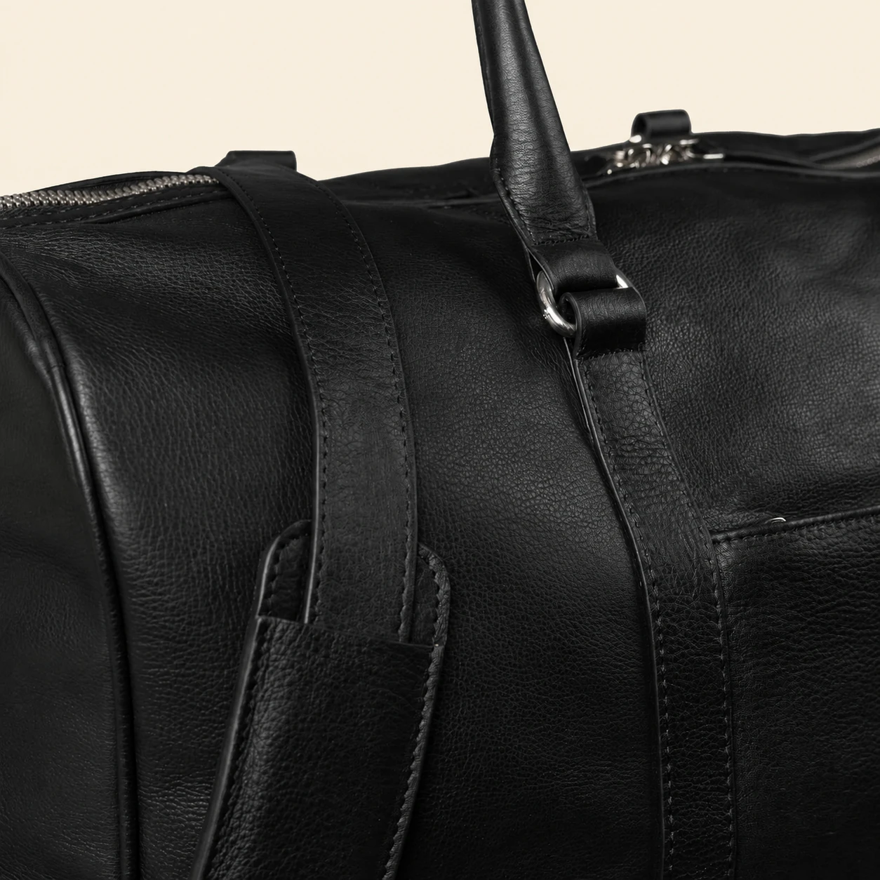 Darrio Schwarze Leder Reisetasche – Bild 3