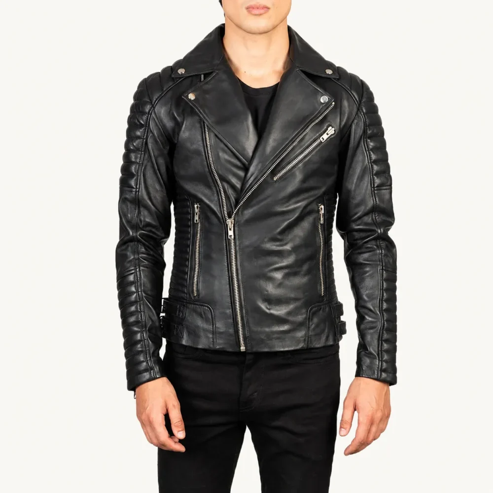 Leipzig Schwarze Biker Lederjacke Herren