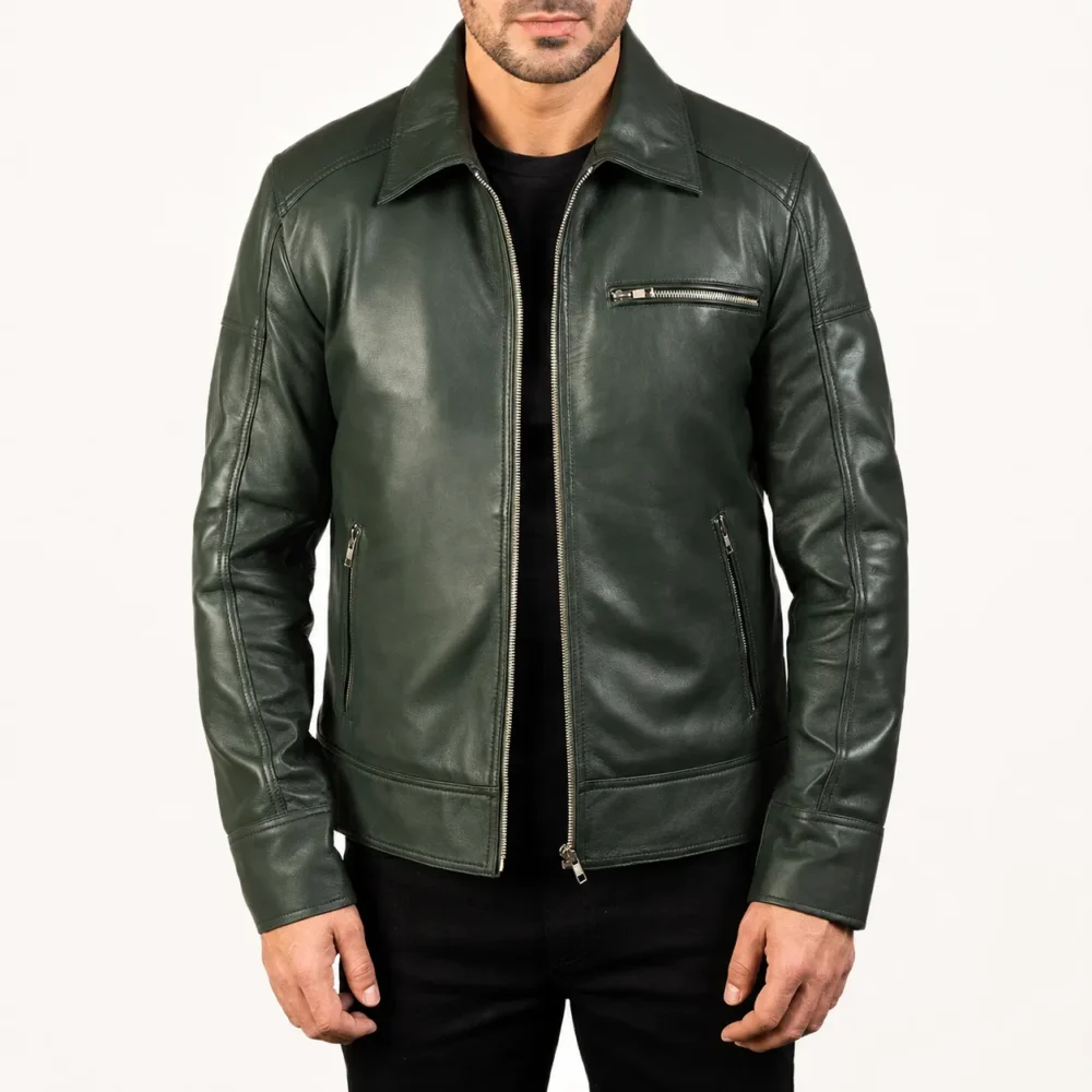 Varek Grüne Lederjacke für Herren