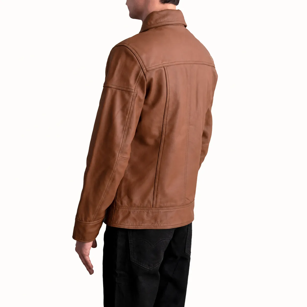 Varek Mattbraune Leder Bikerjacke für Herren – Bild 3