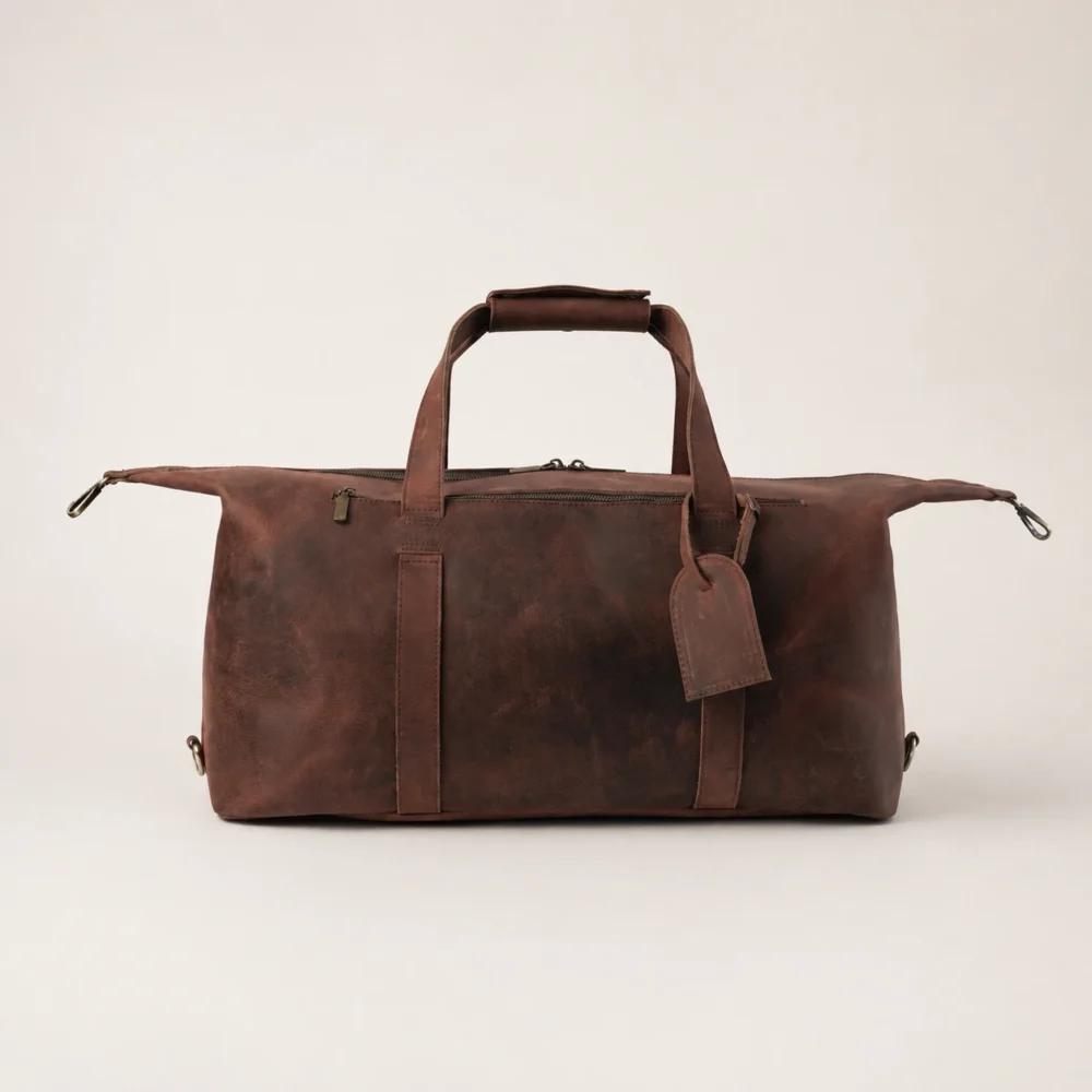 Rovik Distressed Braune Leder Reisetasche