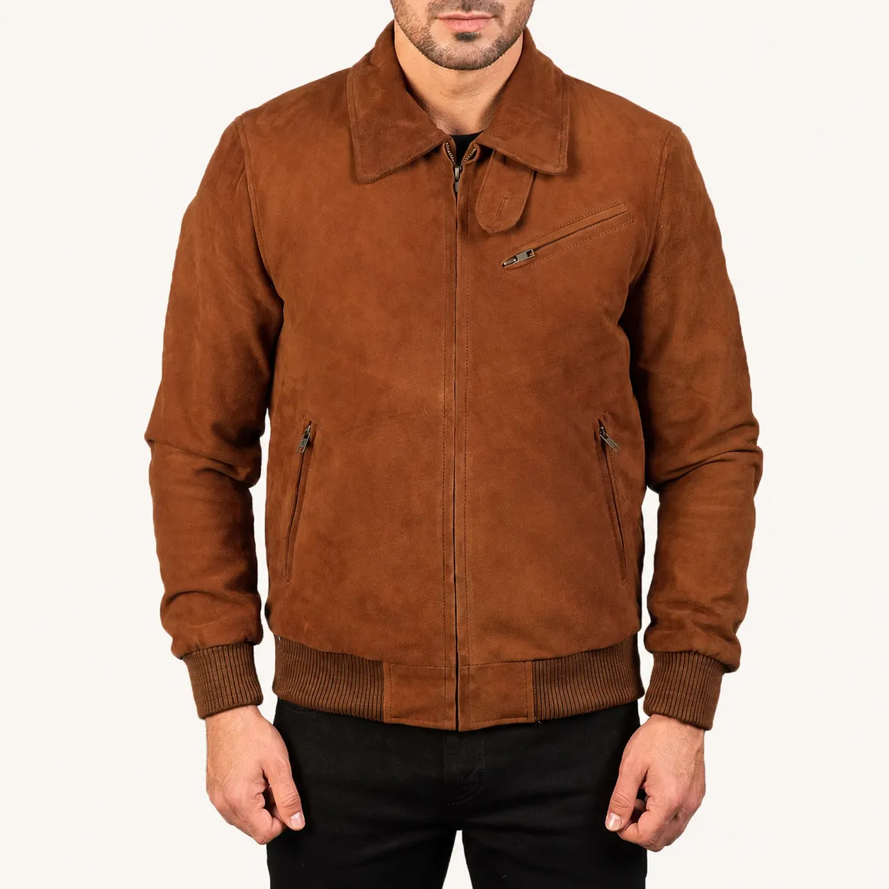 Tomchi Hellbraune Wildlederjacke für Herren – Bild 2