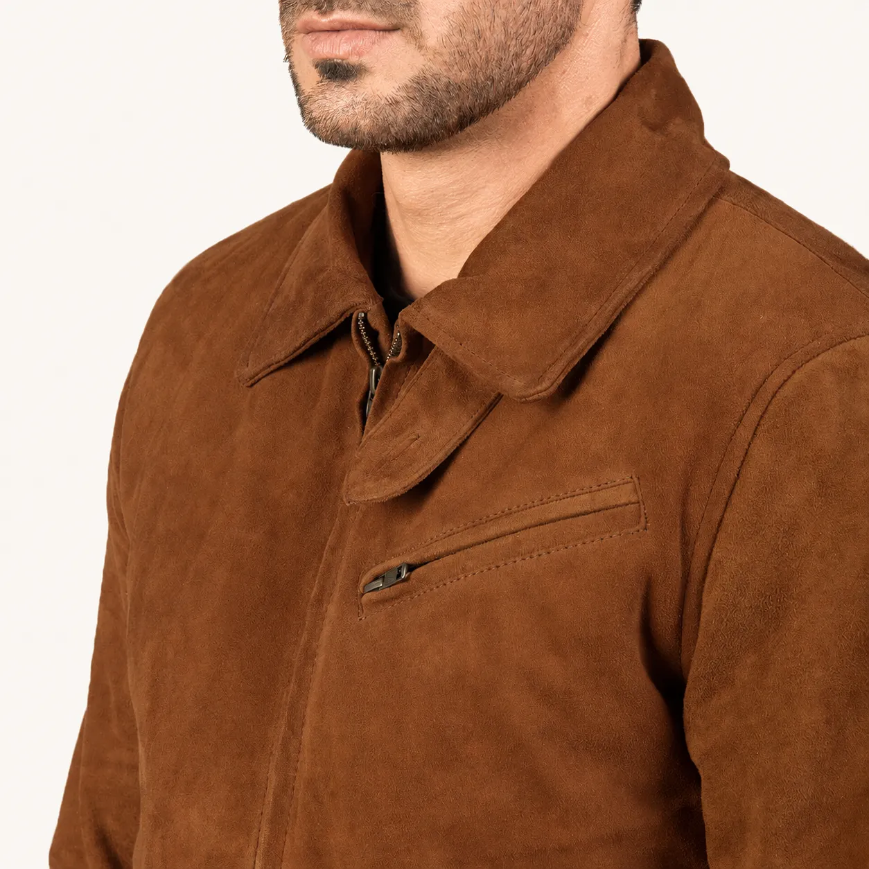 Tomchi Hellbraune Wildlederjacke für Herren – Bild 3