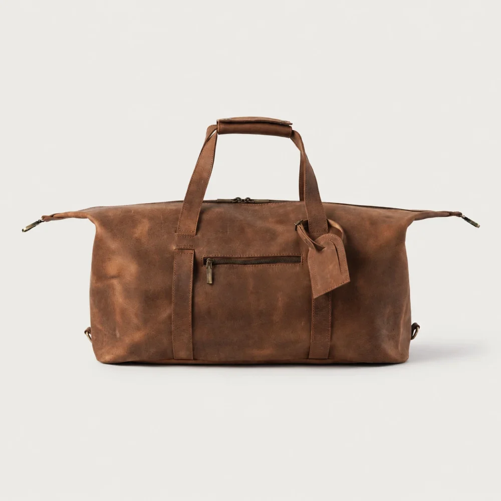 Rovik Vintage Hellbraune Leder Reisetasche