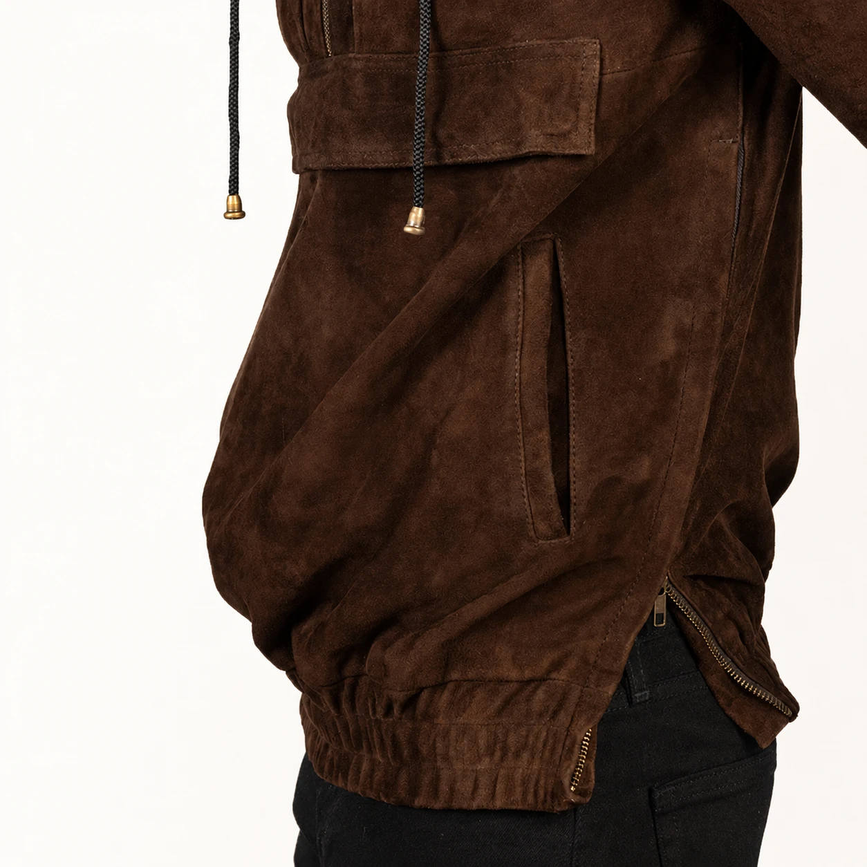 Kenton Mokkabraune Wildlederjacke mit Kapuze für Herren – Bild 3