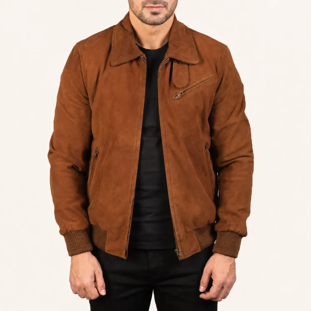 Tomchi Hellbraune Wildlederjacke für Herren