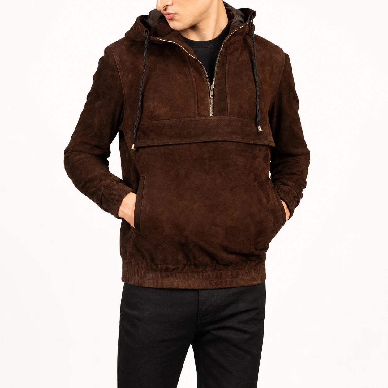 Kenton Mokkabraune Wildlederjacke mit Kapuze für Herren