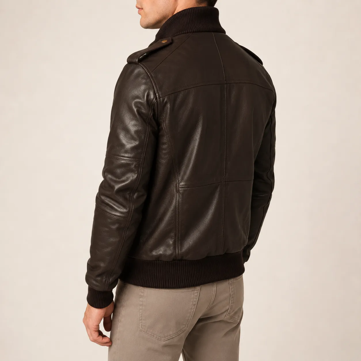 Arden Dunkelbraune Leder Bomberjacke für Herren – Bild 4