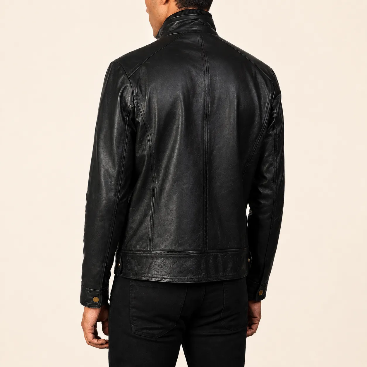 Marlow Schwarze Leder Bikerjacke für Herren – Bild 4