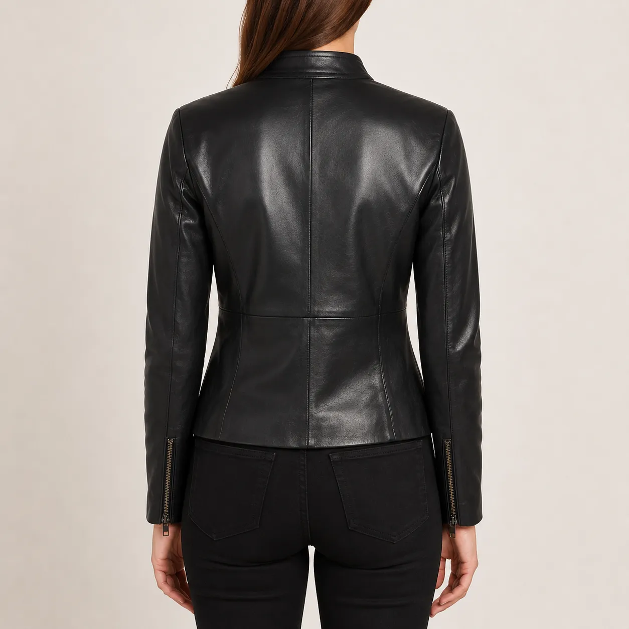 Elara Schwarze Leder Bikerjacke für Damen – Bild 4