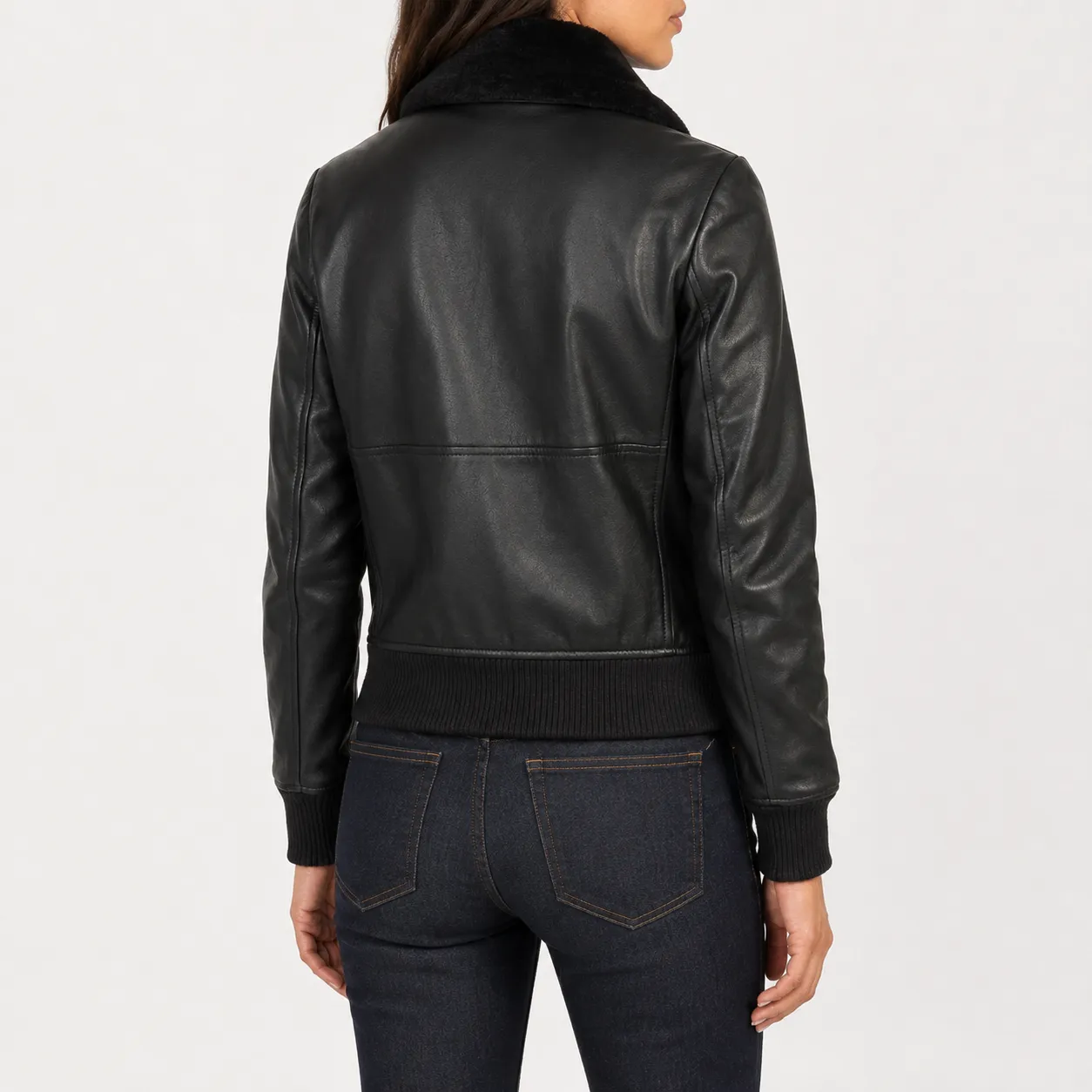Stella G-1 Schwarze Leder Bomberjacke für Damen – Bild 3