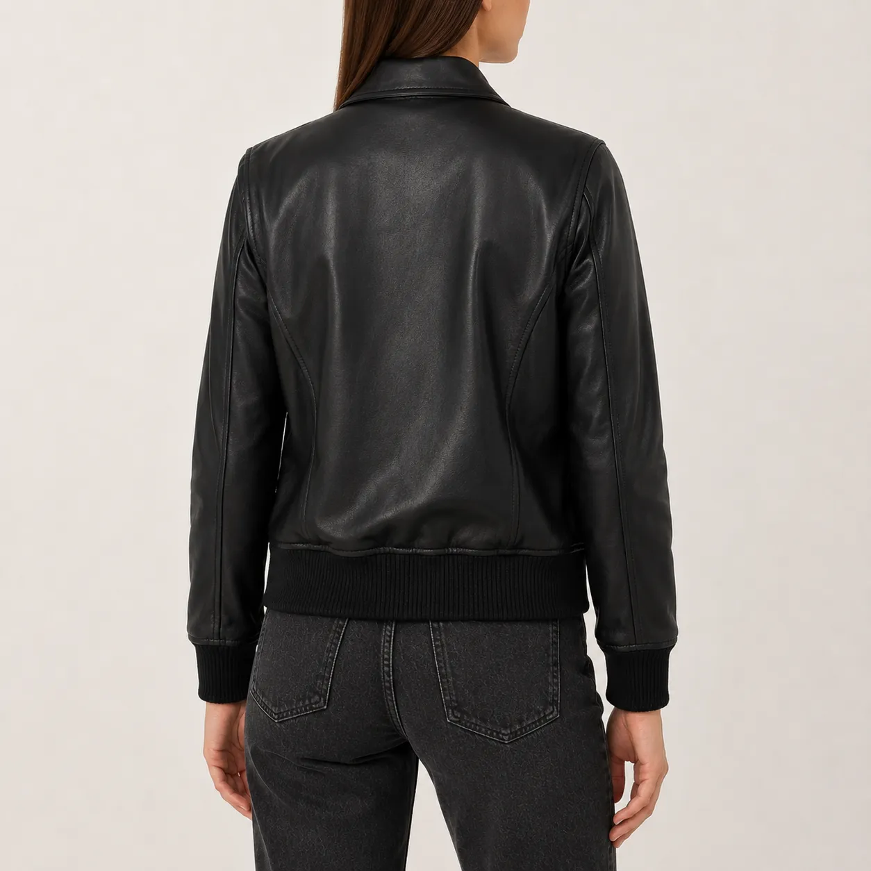 Mara Schwarze A-2 Leder Bomberjacke für Damen – Bild 4