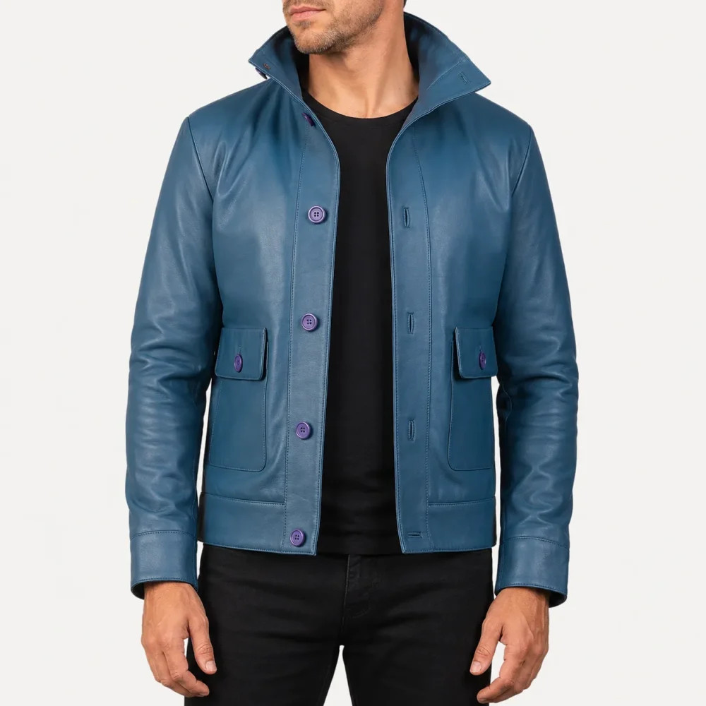 Corvin Blaue Lederjacke für Herren