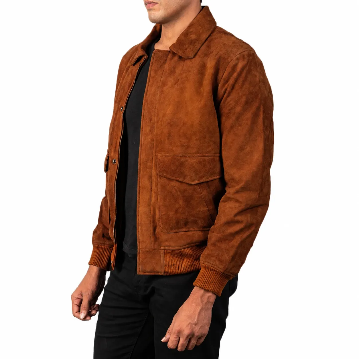 Tarek Braune Wildleder Bomberjacke für Herren – Bild 2