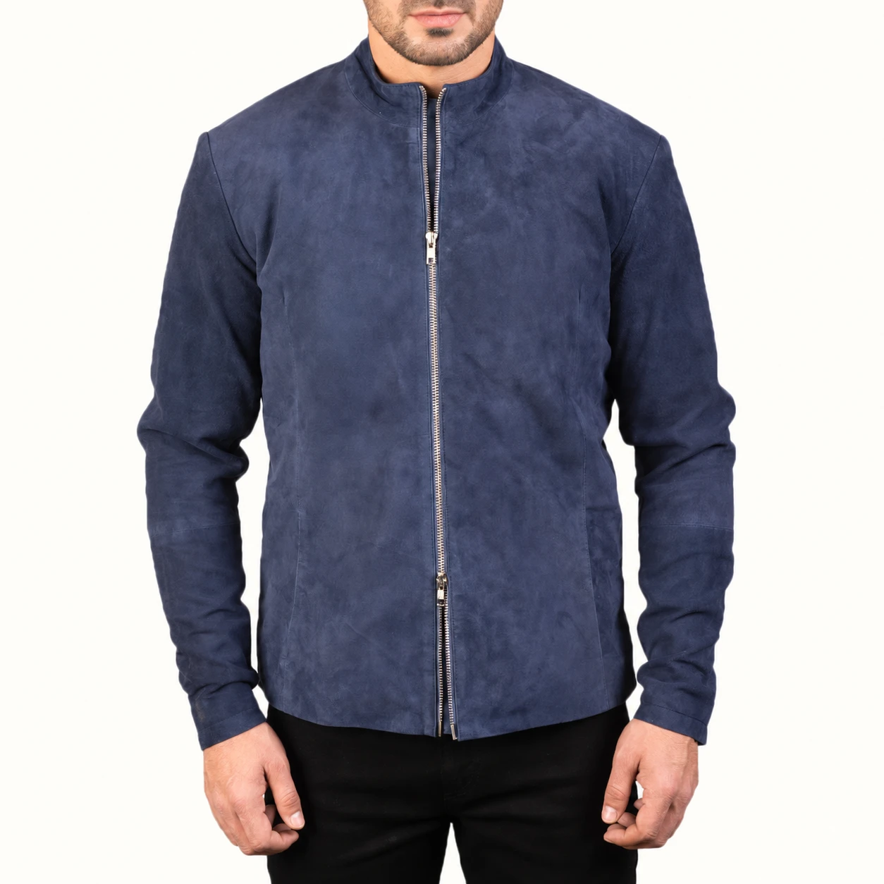 Levin Dunkelblaue Wildlederjacke für Herren – Bild 5