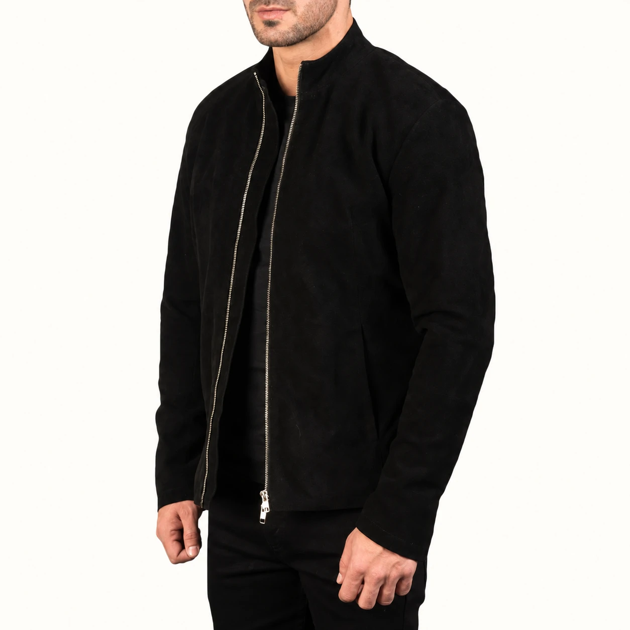 Jorin Schwarze Wildleder Bikerjacke Herren – Bild 2