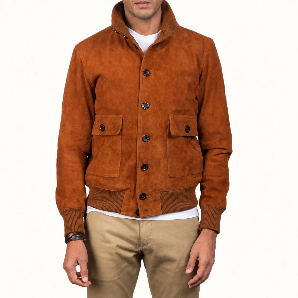 Falk Braune Wildleder Bomberjacke für Herren – Bild 5