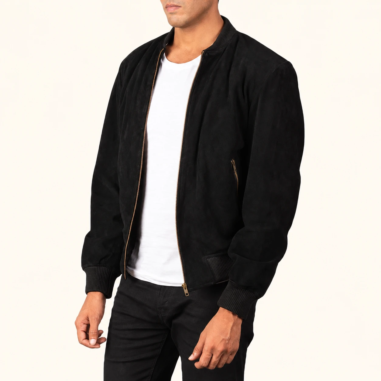 Lennart Schwarze Wildleder Bomberjacke Herren – Bild 2