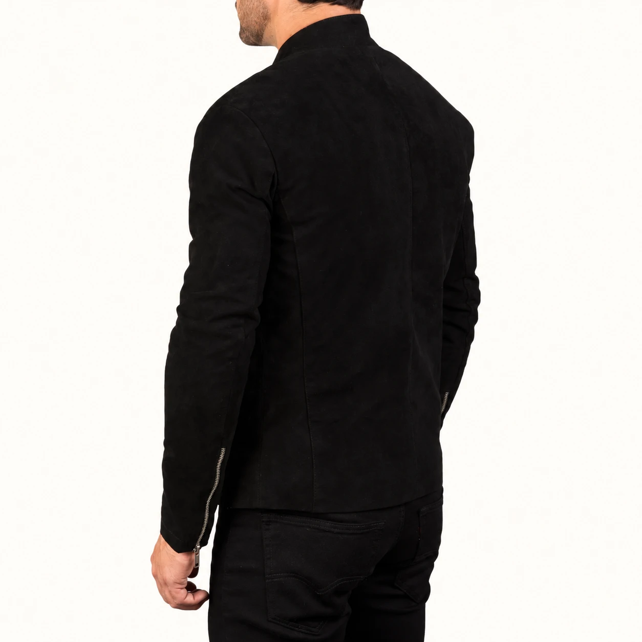 Jorin Schwarze Wildleder Bikerjacke Herren – Bild 4