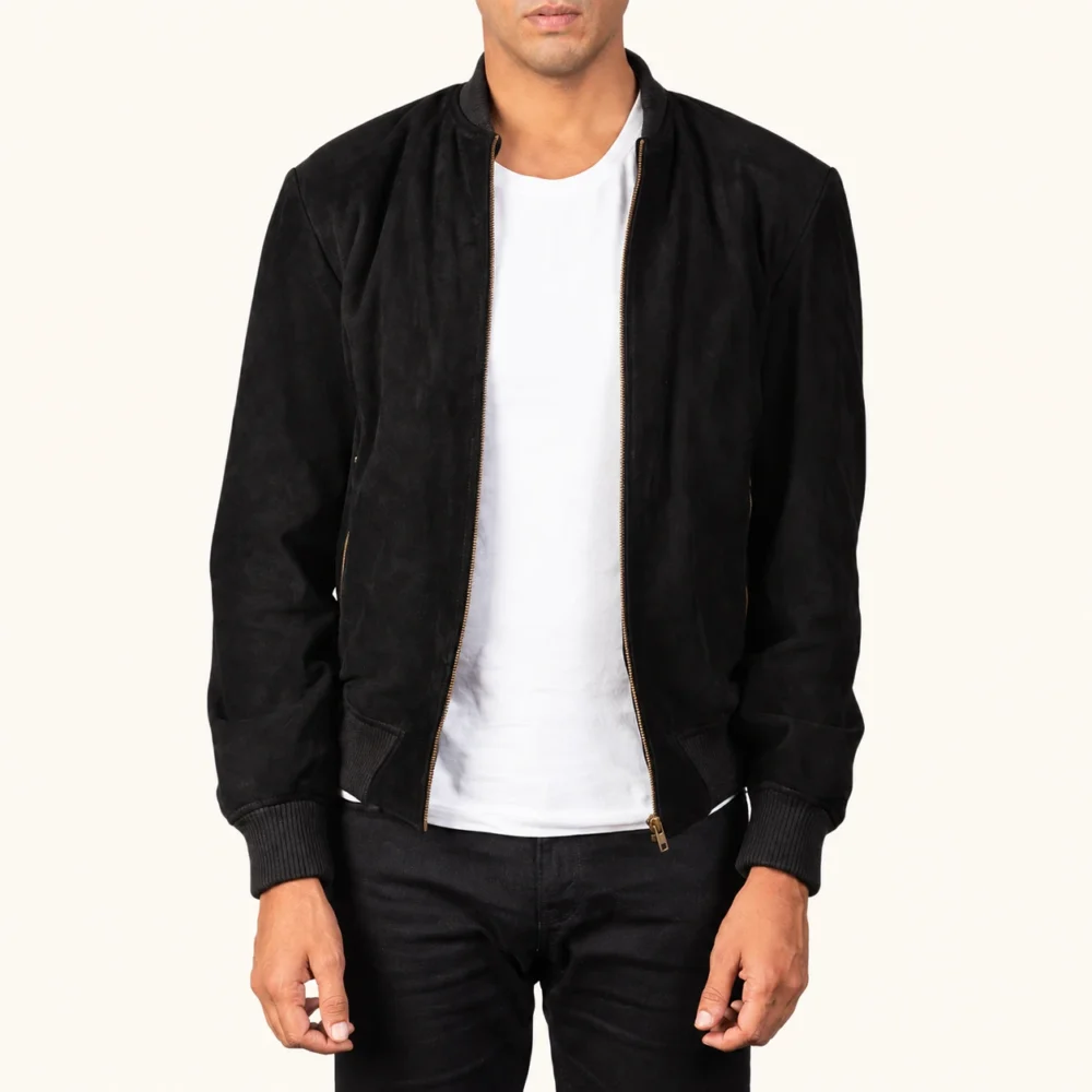 Lennart Schwarze Wildleder Bomberjacke Herren