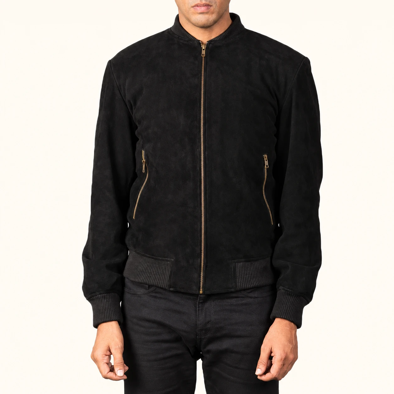 Lennart Schwarze Wildleder Bomberjacke Herren – Bild 5