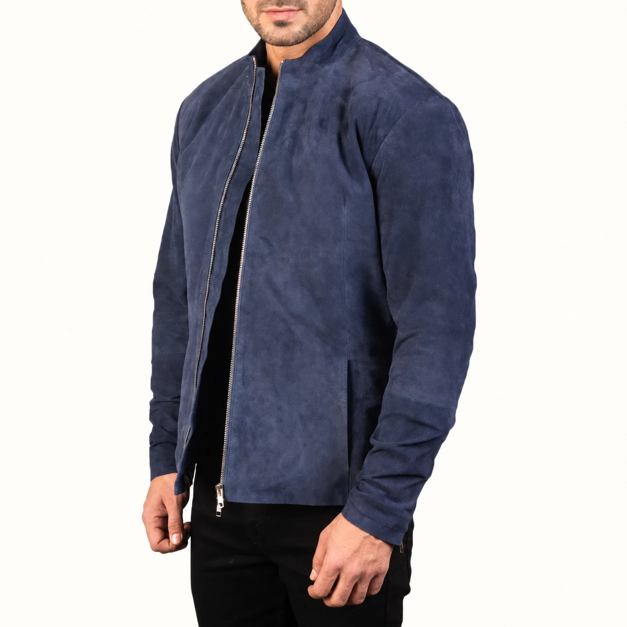 Levin Dunkelblaue Wildlederjacke für Herren – Bild 2