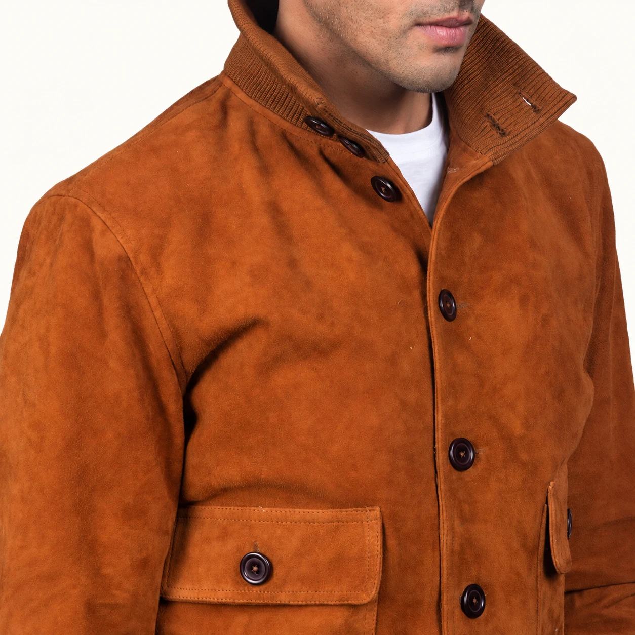 Falk Braune Wildleder Bomberjacke für Herren – Bild 4