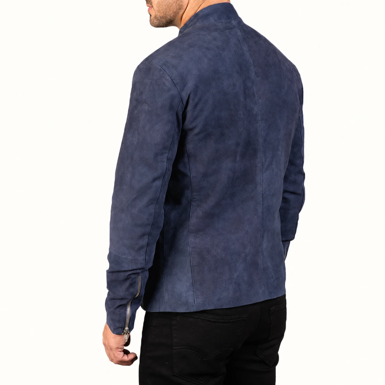 Levin Dunkelblaue Wildlederjacke für Herren – Bild 4