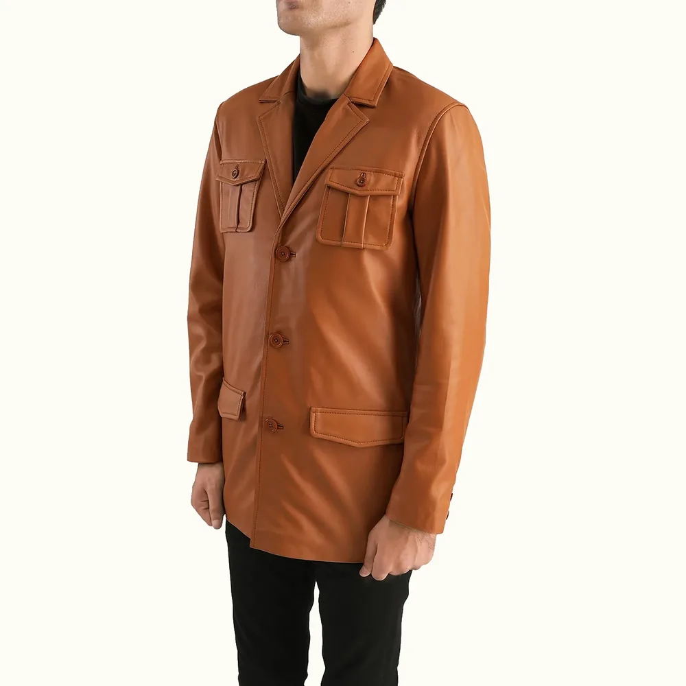 Dorian hellbrauner Lederblazer Herren Seitenansicht