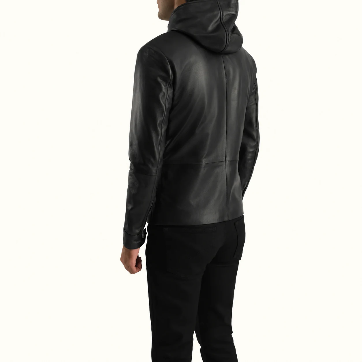 Kellan Mattschwarze Lederjacke mit Kapuze für Herren – Bild 5